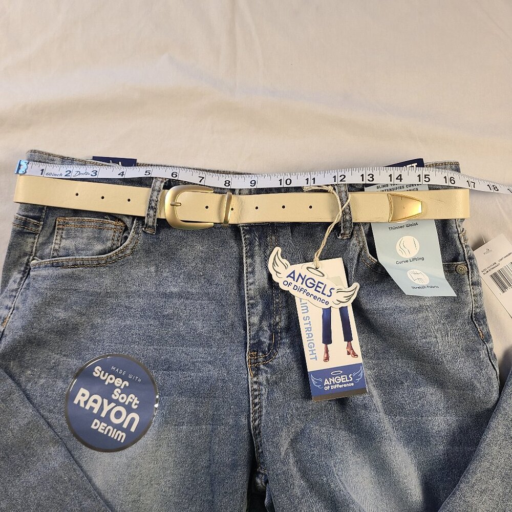 Angels Of Difference Jeans with Belt Women's 16/33 with 29" inseam Blue - Picture 7 of 10